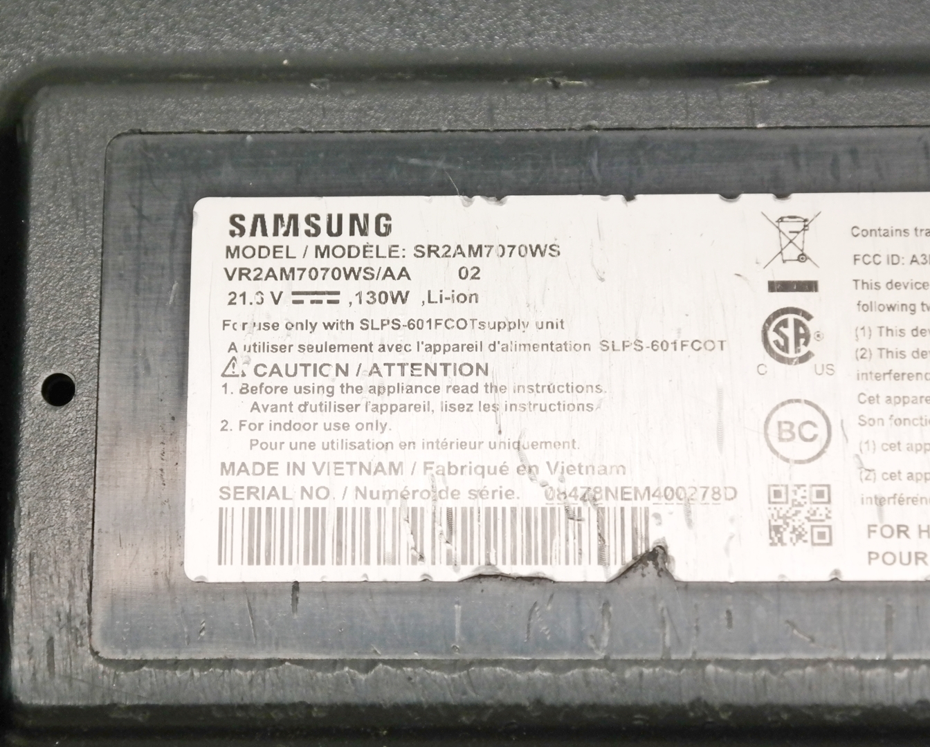 Samsung SR2AM7070WS Robot Vacuum Cleaner 887276211312 eBay